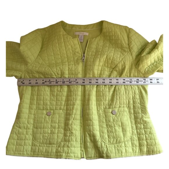 Chico's Neon Green Quilted Zip-Up Jacket Size 1 (Small) Women's Outerwear - Picture 6 of 7